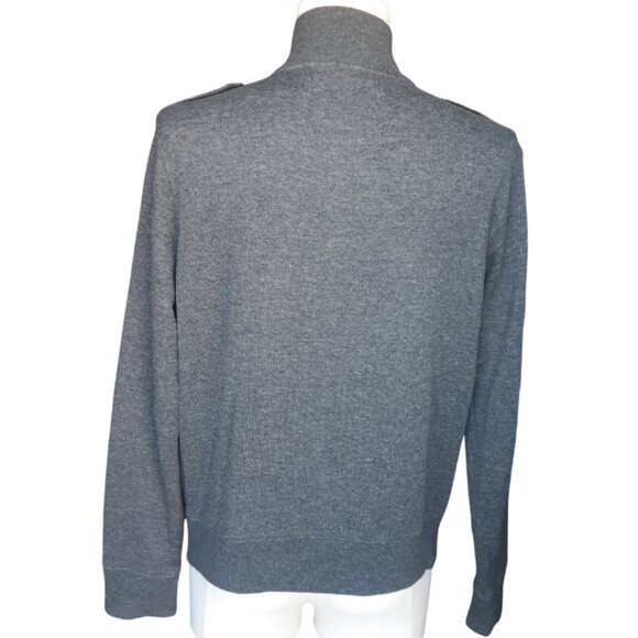 Banana Republic SZ M Heather Grey Full Zip Up Wool & Cotton Men's Sweater Jacket - Picture 2 of 16